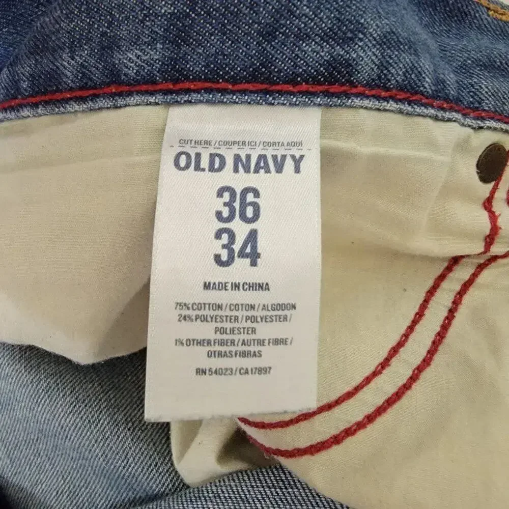Old Navy Famous Jeans Mens Size 36x34 Straight Leg Blue Medium Wash Denim